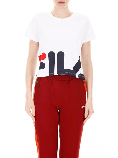Shop Fila Early Cropped T-shirt In Bright White (white)