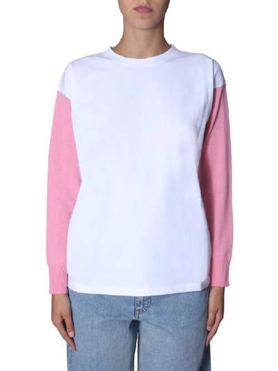 Shop Mm6 Maison Margiela Round Neck T-shirt In Rosa