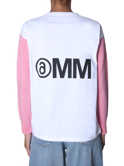 Shop Mm6 Maison Margiela Round Neck T-shirt In Rosa