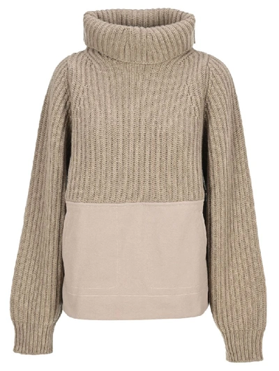 Shop Haider Ackermann Panelled Ribbed Roll Neck Jumper In Sand