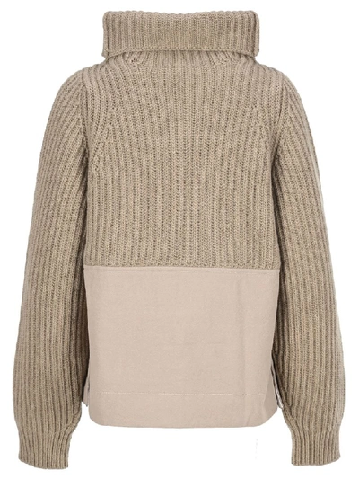 Shop Haider Ackermann Panelled Ribbed Roll Neck Jumper In Sand