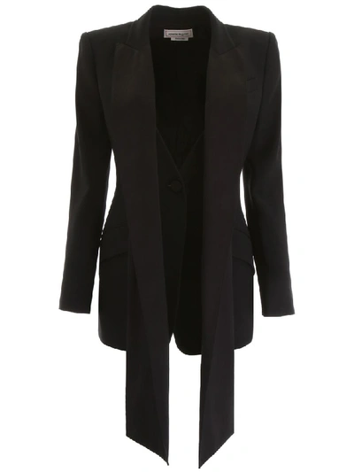 Shop Alexander Mcqueen Tuxedo Jacket With Scarf In Black (black)