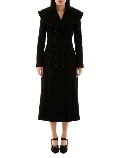 Shop Dolce & Gabbana Long Wool Coat In Nero (black)