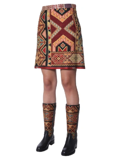 Shop Etro Mini Jacquard Skirt In Multicolor