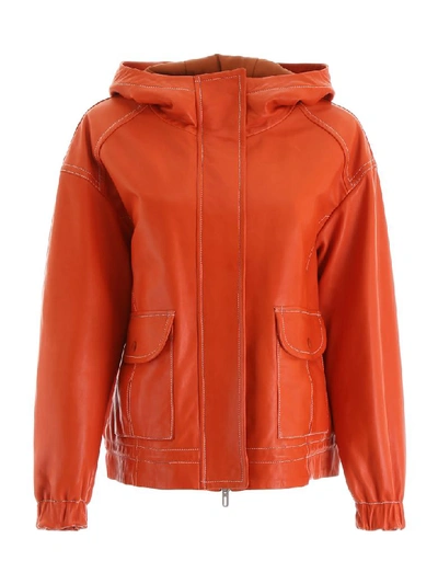 Shop Drome Hooded Jacket In Fire Opal (orange)