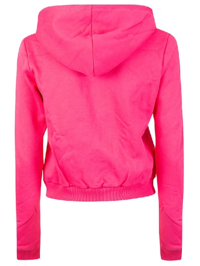 Shop Chiara Ferragni Wink Embroidery Zipped Hoodie In Pink