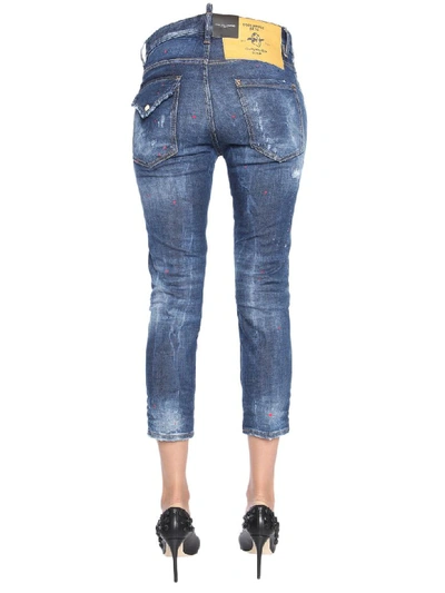 Shop Dsquared2 Cool Girl Cropped Fit Jeans In Blu