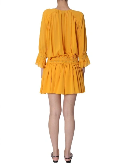 Shop Saint Laurent Short Silk Dress In Giallo