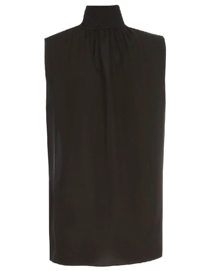 Shop Theory Top W/s Silk High Neck In Black