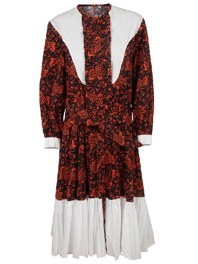 Shop Batsheva Floral Ruffled Dress In Rosso