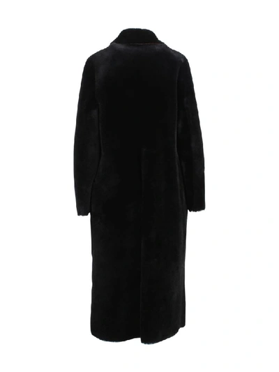 Shop Rochas Lambleather Coat In Black