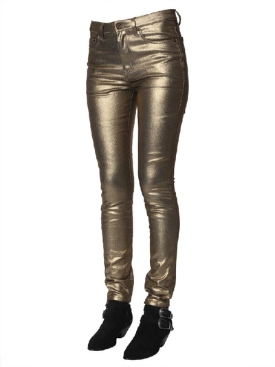 Shop Saint Laurent Skinny Fit Jeans In Oro