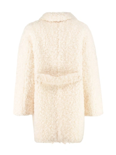 Shop Pinko Lavare Faux Fur Coat In Panna