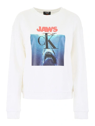 Shop Calvin Klein Jaws Sweatshirt In White (white)