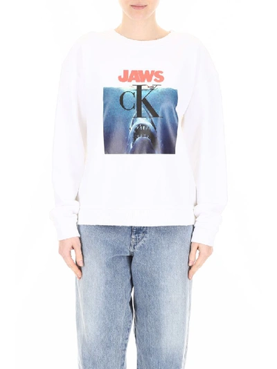 Shop Calvin Klein Jaws Sweatshirt In White (white)