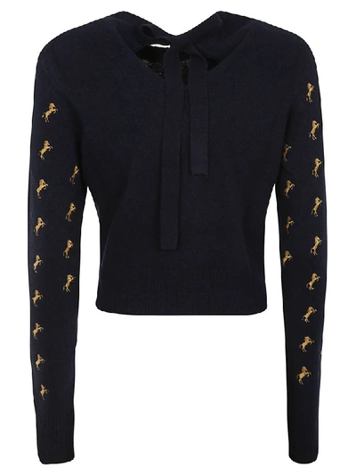 Shop Chloé Horse Print Pullover In Evening Blue