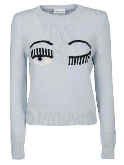 Shop Chiara Ferragni R-neck Flirting Sweater In Sky