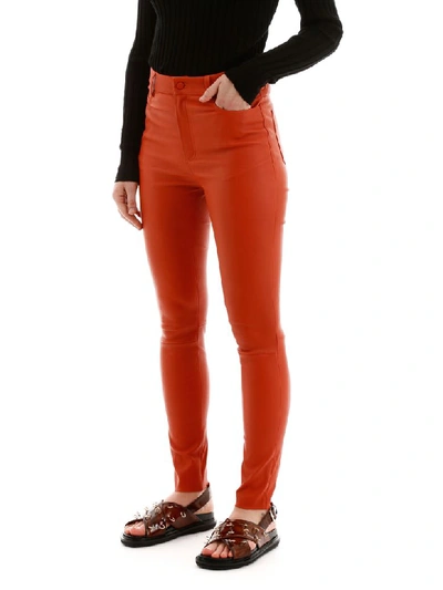 Shop Drome Stretch Nappa Trousers In Fire Opal (red)