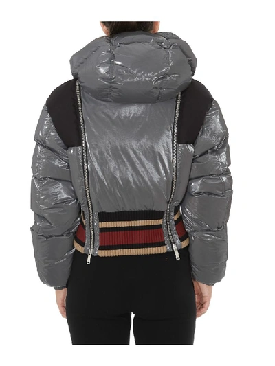 Shop Palm Angels Bomber Down Jacket In Grey