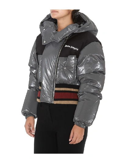 Shop Palm Angels Bomber Down Jacket In Grey