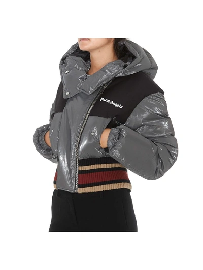 Shop Palm Angels Bomber Down Jacket In Grey