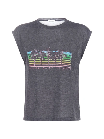 Shop Saint Laurent Print Short Sleeve T-shirt In Grigio