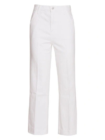 Shop J Brand Joan High-rise Wide-leg Cropped Trouser In White In Bianco