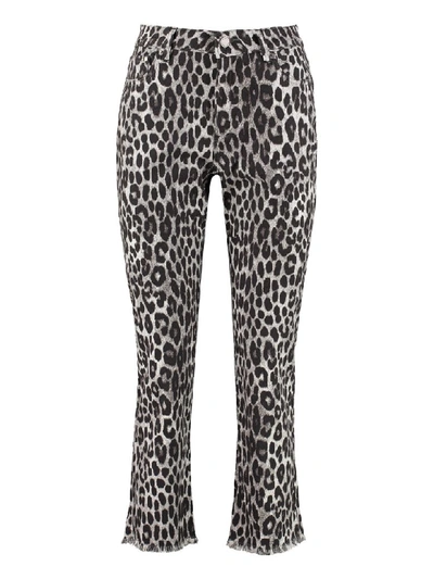 Shop Michael Michael Kors Leopard Print Cropped Jeans In Grey