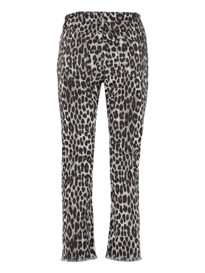 Shop Michael Michael Kors Leopard Print Cropped Jeans In Grey