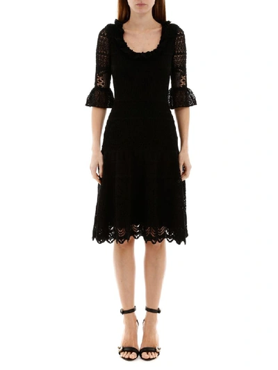 Shop Alexander Mcqueen Lace Midi Dress In Black (black)