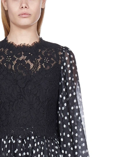 Shop Dolce & Gabbana Pois And Lace Dress In Pizzo Pois