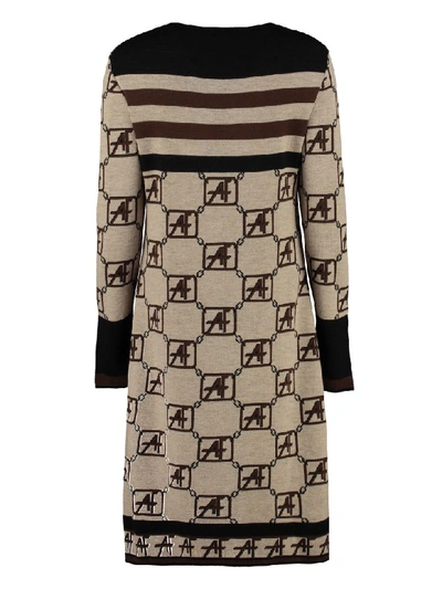 Shop Alberta Ferretti Virgin Wool Dress In Beige