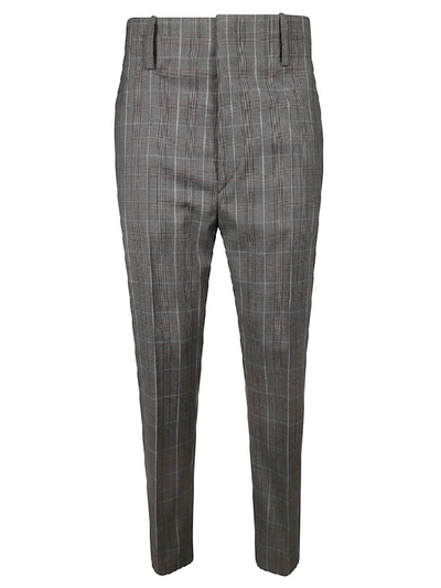 Shop Isabel Marant High Waist Checked Detail Trousers In Grey