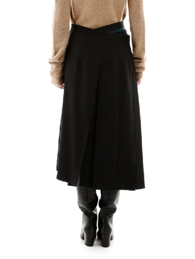 Shop Ferragamo Wrap Midi Skirt In Grigio (black)