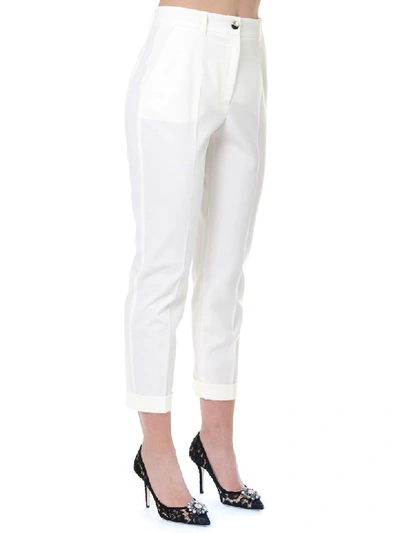 Shop Dolce & Gabbana White Virgin Wool Trousers