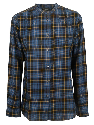 Shop Aspesi Checked Shirt In Blue/black