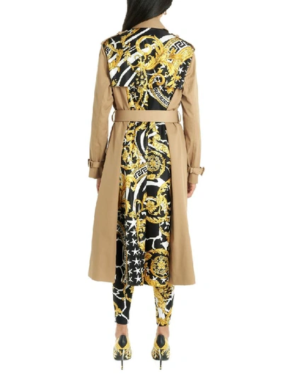 Shop Versace Wild Barocco Trench In Beige