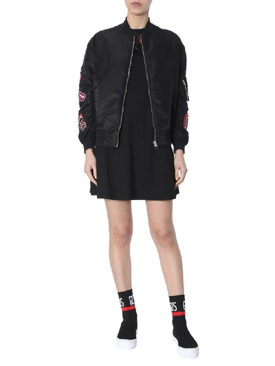 Shop Mcq By Alexander Mcqueen Swallow Patch Bomber In Nero