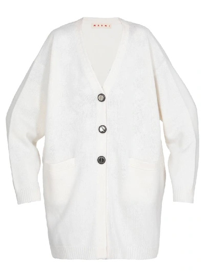 Shop Marni Wool Cardigan In Natural White