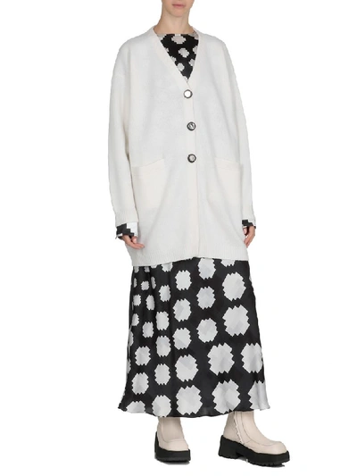 Shop Marni Wool Cardigan In Natural White