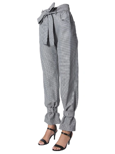 Shop Msgm Pants With Belt In Grigio