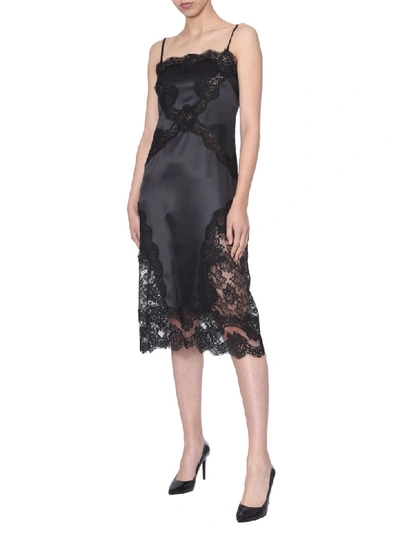 Shop Dolce & Gabbana Dress With Lace Inserts In Nero