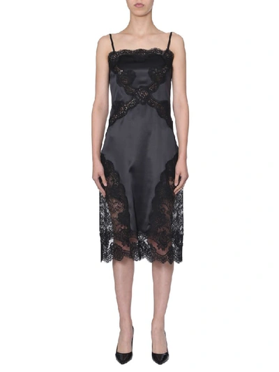 Shop Dolce & Gabbana Dress With Lace Inserts In Nero