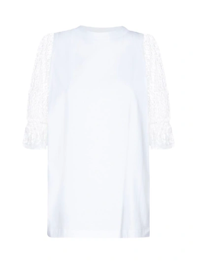 Shop Givenchy Lace Sleeves Cotton T-shirt In White