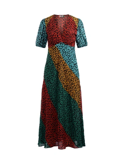 Shop Rixo London Rixo Long Dress Model Amber In Multicolor Giraffe Print