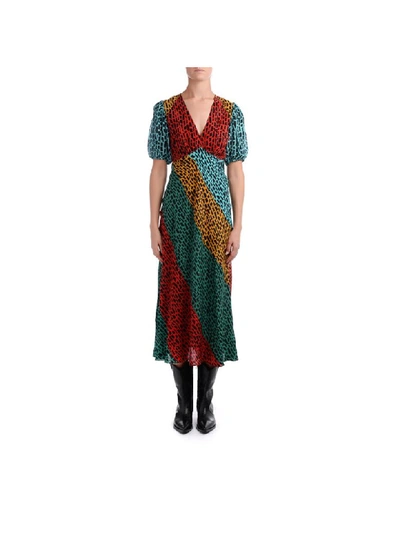 Shop Rixo London Rixo Long Dress Model Amber In Multicolor Giraffe Print