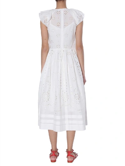 Shop Red Valentino Cotton Voile Dress In Bianco