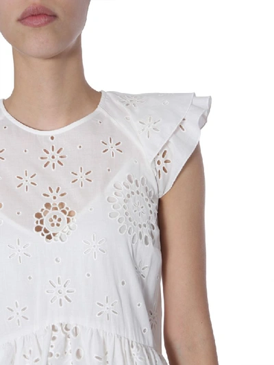 Shop Red Valentino Cotton Voile Dress In Bianco