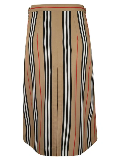 Shop Burberry Striped Skirt In Archive Beige
