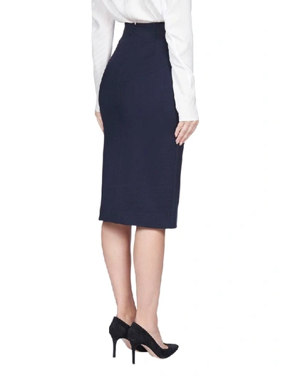 Shop Givenchy Buttoned Wool-blend Skirt In Navy